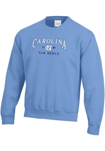 Gear For Sports North Carolina Tar Heels Mens Light Blue Embroidered Long Sleeve Crew Sweatshirt