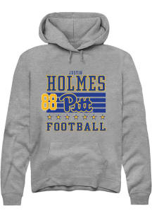 Justin Holmes Pitt Panthers Mens Grey Football NIL Striped Player Hood