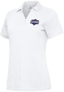 Antigua Greensboro Swarm Womens White Tribute Short Sleeve Polo Shirt