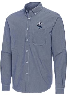 Antigua Vancouver Whitecaps FC Mens Navy Blue Porter Long Sleeve Dress Shirt