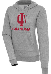 Antigua Indiana Hoosiers Womens Grey Heather Grandma Victory Hooded Sweatshirt
