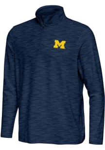 Antigua Michigan Wolverines Mens Navy Blue Swell Long Sleeve Qtr Zip Pullover
