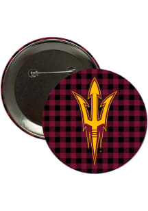 Arizona State Sun Devils 3" Plaid Button - Maroon