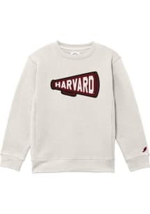 Harvard Crimson Youth White Megaphone Long Sleeve Crew Sweatshirt