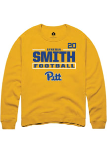 Synkwan Smith Pitt Panthers Mens Gold Football NIL Stacked Box Player Crew