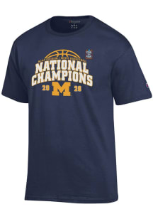 Champion Michigan Wolverines Navy Blue MBB National Champs 2026 Jersey Short Sleeve T Shirt