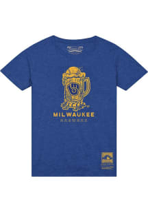 Mitchell and Ness Milwaukee Brewers Blue Cold One Short Sleeve T Shirt