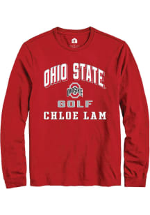 Chloe Lam Ohio State Buckeyes Red NIL Arch Logo Long Sleeve Player T Shirt