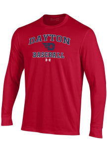 Under Armour Dayton Flyers Red Baseball Performance Long Sleeve T Shirt