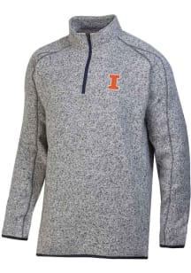 Champion Illinois Fighting Illini Mens Grey Arctic Fleece Long Sleeve Qtr Zip Pullover