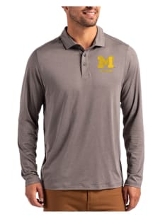Cutter and Buck Michigan Wolverines Mens Graphite Alumni Coastline Long Sleeve Polo Shirt