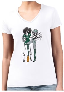 4Her New York Jets Womens White Football Girls Design Short Sleeve T-Shirt