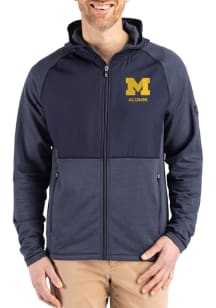 Cutter and Buck Michigan Wolverines Mens Navy Blue Alumni Peshastin Long Sleeve Full Zip Jacket