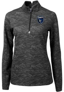 Cutter and Buck San Jose Earthquakes Womens Black Traverse Camo Qtr Zip