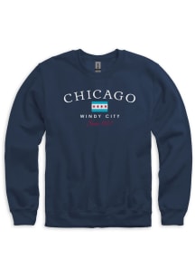 Chicago Mens Navy Blue Windy City Long Sleeve Crew Sweatshirt