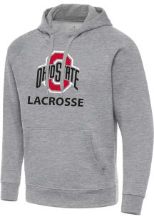 Antigua Ohio State Buckeyes Mens Grey Heather Lacrosse Victory Long Sleeve Hoodie