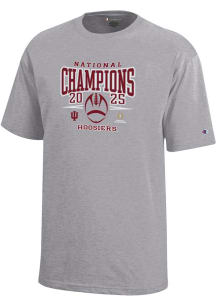 Champion Indiana Hoosiers Youth Grey 2025 College Football Champions Core Short Sleeve T-Shirt