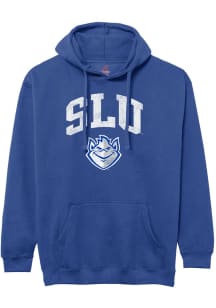 Saint Louis Billikens Mens Blue Arch Mascot Long Sleeve Hoodie