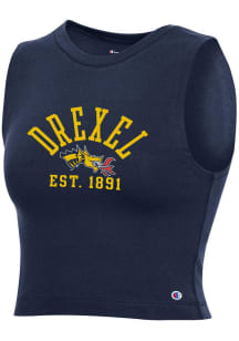 Champion Drexel Dragons Womens Navy Blue Crop Tank Top
