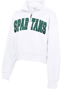 Michigan State Spartans Womens Green Sport Fleece Qtr Zip