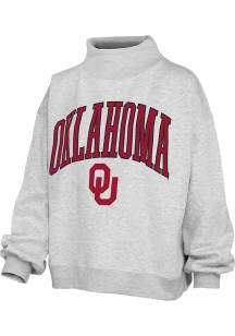 Pressbox Oklahoma Sooners Womens Ash Lingo Mock Neck Crew Sweatshirt