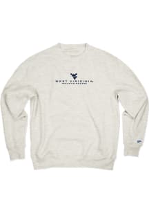 Blue 84 West Virginia Mountaineers Mens Oatmeal Campbell Embroidered Long Sleeve Crew Sweatshirt
