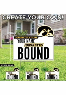 Iowa Hawkeyes Personalized School Bound Yard Sign - White