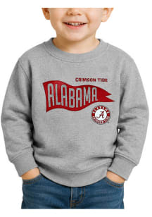 Little King Alabama Crimson Tide Toddler Grey Pennant Long Sleeve Crew Sweatshirt