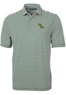 Cutter and Buck William & Mary Tribe Mens Green Virtue Stripe Short Sleeve Polo