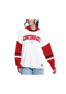 Cincinnati Reds Womens White Key Hooded Sweatshirt