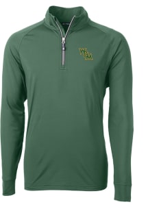 Cutter and Buck William & Mary Tribe Mens Green Adapt Knit Long Sleeve Qtr Zip Pullover