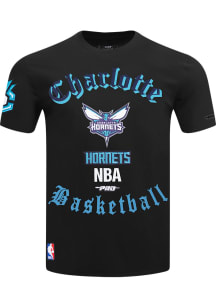 Pro Standard Charlotte Hornets Black Old English Mash Up Short Sleeve T Shirt