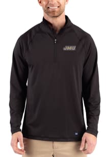 Cutter and Buck James Madison Dukes Mens Black Prospect Epic Confidence Long Sleeve Qtr Zip Pullov..