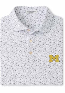 Peter Millar Michigan Wolverines Mens White Buzzer Beater Short Sleeve Fashion Polo