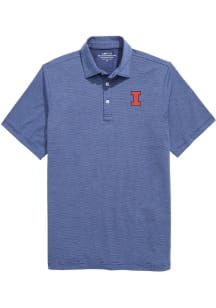 Vineyard Vines Illinois Fighting Illini Mens Grey St. Jean Stripe Short Sleeve Fashion Polo