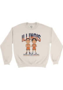 Campus Ink  Illinois Fighting Illini Mens Ivory Big Ten Media Days Caricature Player Crew