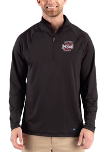 Cutter and Buck Massachusetts Minutemen Mens Black Prospect Epic Confidence Long Sleeve Qtr Zip Pu..