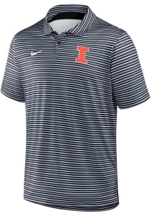 Nike Illinois Fighting Illini Mens Navy Blue Tour Stripe Short Sleeve Polo