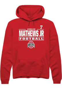 Jermaine Mathews Jr Ohio State Buckeyes Mens Red Football NIL Stacked Box Player Hood