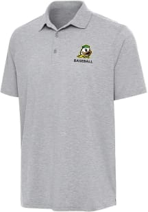 Antigua Oregon Ducks Mens Grey Heather Baseball Par 3 Short Sleeve Polo