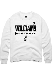 Chance Williams Cincinnati Bearcats Mens White Football NIL Stacked Box Player Crew
