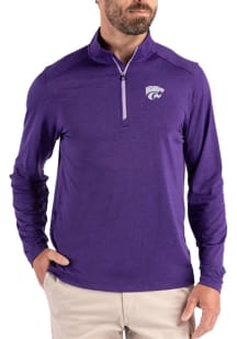 Cutter and Buck K-State Wildcats Mens Purple Coastline Long Sleeve Qtr Zip Pullover