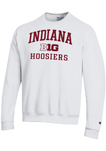 Champion Indiana Hoosiers Mens White Big Ten Powerblend Long Sleeve Crew Sweatshirt