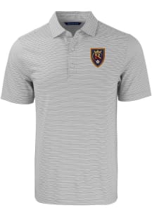 Cutter and Buck Real Salt Lake Mens Grey Forge Double Stripe Short Sleeve Polo