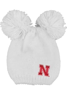 LogoFit Nebraska Cornhuskers White Leia Double Pom Womens Knit Hat