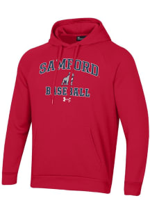 Under Armour Samford University Bulldogs Mens Red Baseball Rival Long Sleeve Hoodie