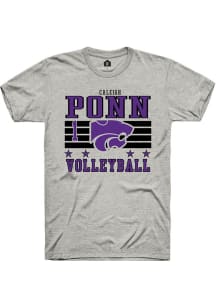 Caleigh Ponn K-State Wildcats Ash NIL Striped Short Sleeve Player T Shirt