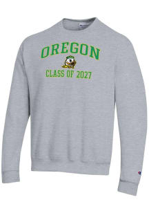 Champion Oregon Ducks Mens Grey Font Class of 2027 Powerblend Long Sleeve Crew Sweatshirt