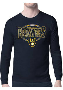 Starter Milwaukee Brewers Navy Blue Team Track Long Sleeve T Shirt