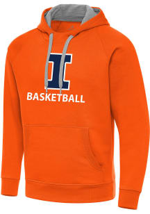 Antigua Illinois Fighting Illini Mens Orange Basketball Victory Long Sleeve Hoodie